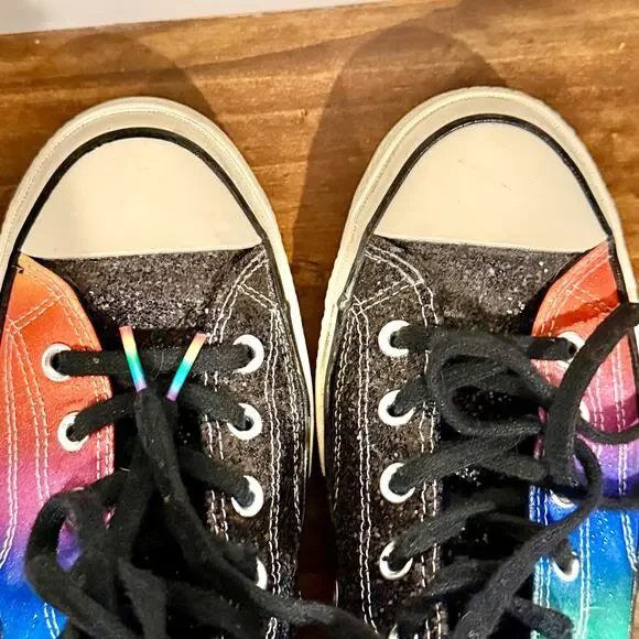 Chuck Taylor Converse HTC Limited Edition Glittery Rainbow Mens Size 10 Hi Tops Converse Limited Edition Pride High Top Chuck Taylor White  main image 4